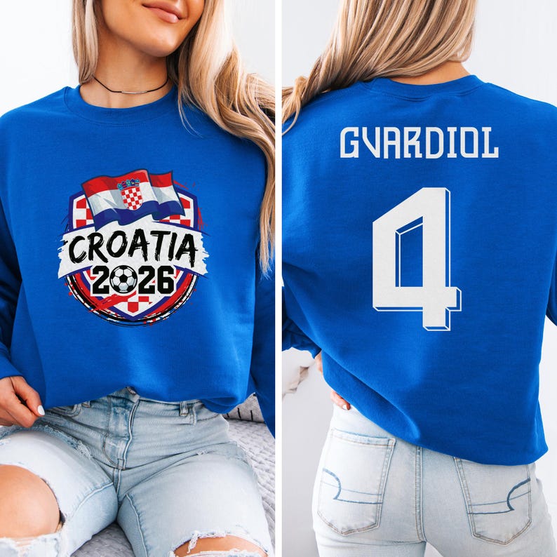 Koszulka piłkarska dwustronna z Chorwacji w stylu prezentu, koszulka z grafiką Gvardiol #4 Star Player, koszulka unisex inspirowana kibicami Mistrzostw Świata w Piłce Nożnej zdjęcie 11