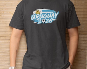 Soccer World Tournament Inspired Design, Uruguay Flag Animated Tribute for Fans Graphic Tee, Football Supporters Sports Gift Unisex T-Shirt