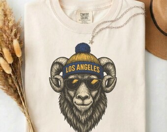 Camiseta de colores cómodos de la mascota del fútbol de Los Ángeles, camiseta para fanáticos del fútbol de Los Ángeles, camiseta para el día del partido de los Rams