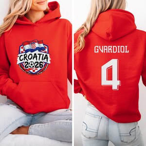 Koszulka piłkarska dwustronna z Chorwacji w stylu prezentu, koszulka z grafiką Gvardiol #4 Star Player, koszulka unisex inspirowana kibicami Mistrzostw Świata w Piłce Nożnej zdjęcie 5