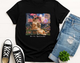 Funny 4th Of July Cat Shirt, Patriotic Cat Tee, USA Fireworks Hoodie, American Flag Sweatshirt Gift