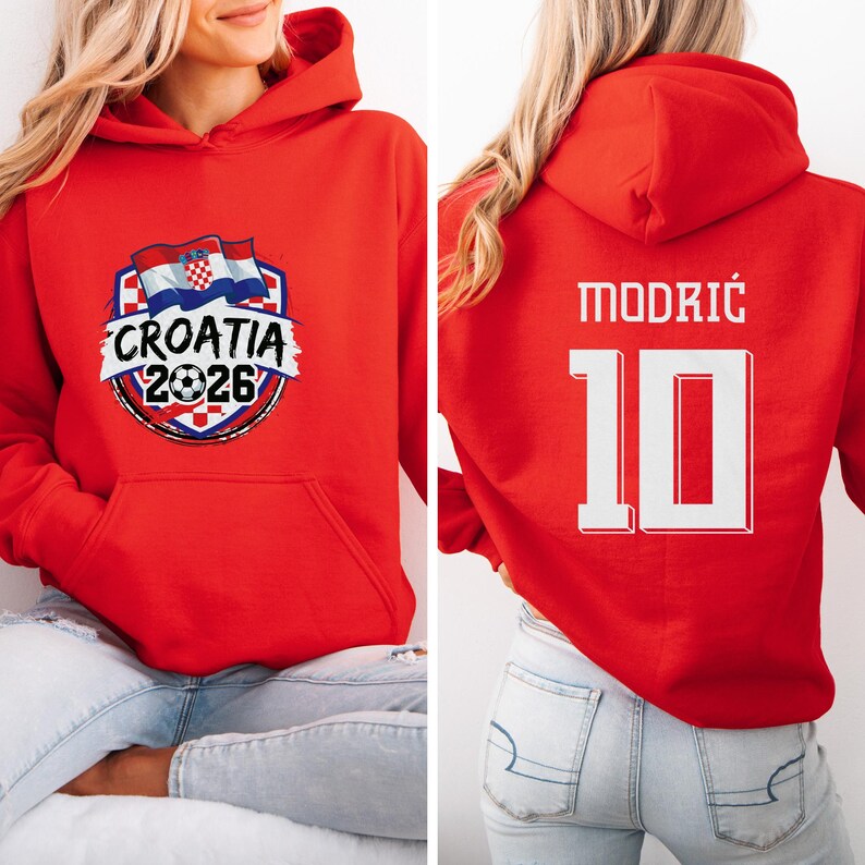 Koszulka piłkarska dwustronna z Chorwacji w stylu prezentu, inspirowana fanami Mistrzostw Świata w Piłce Nożnej, koszulka z grafiką Modricia #10 Star Player, koszulka unisex zdjęcie 4