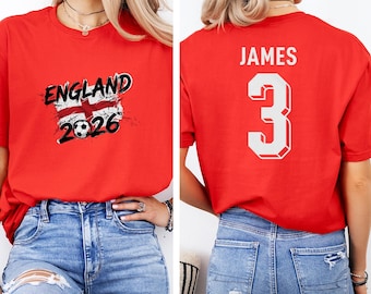 England Star Player James #3 Graphic Tee, Football Fans Inspired World Tournament Gift, 2-Sided Soccer Jersey Style Unisex T-Shirt