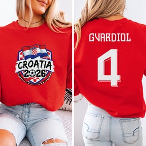 Koszulka piłkarska dwustronna z Chorwacji w stylu prezentu, koszulka z grafiką Gvardiol #4 Star Player, koszulka unisex inspirowana kibicami Mistrzostw Świata w Piłce Nożnej zdjęcie 2