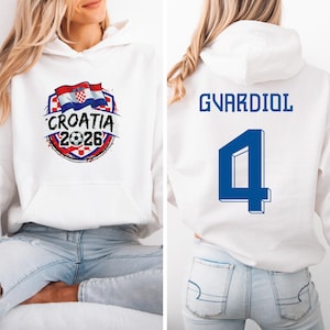 Koszulka piłkarska dwustronna z Chorwacji w stylu prezentu, koszulka z grafiką Gvardiol #4 Star Player, koszulka unisex inspirowana kibicami Mistrzostw Świata w Piłce Nożnej zdjęcie 1