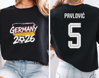Germany Star Player Pavlovic #5 Graphic Tee, 2-Sided Soccer Jersey Gift, Deutsch Football Fan World Tournament Unisex T-Shirt