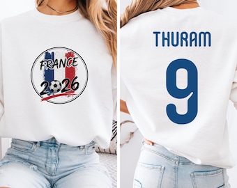 France Star Player Thuram #9 Graphic Tee, World Tournament Football Fans Gift, 2-Sided Soccer Jersey Style Unisex T-Shirt