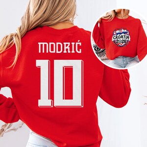 Koszulka piłkarska dwustronna z Chorwacji w stylu prezentu, inspirowana fanami Mistrzostw Świata w Piłce Nożnej, koszulka z grafiką Modricia #10 Star Player, koszulka unisex zdjęcie 10
