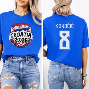 Croatia Star Player Kovacic #8 Graphic Tee, World Tournament Football Fans Gift, 2-Sided Soccer Jersey Style Soccer Unisex T-Shirt image 10