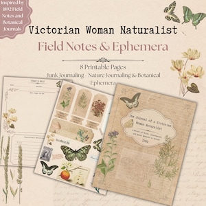 Herbarium Labels, Victorian Naturalist Field Notes, Foraging Journal Ephemera Kit, Nature Junk Journal Printable