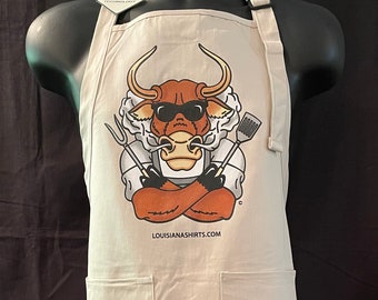Grilling Bull Apron, Barbecue Chef, Outdoor Kitchen Clothes, Summer fun!
