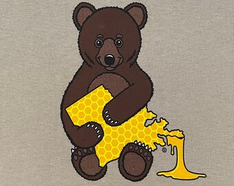 Toddler Tees, Honey Bear T-shirt, Youth Clothes, Louisiana Honeycomb Custom Design