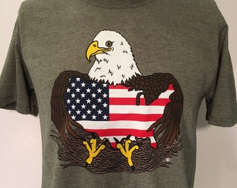 SALE. Patriotic Eagle Shirt, American Flag