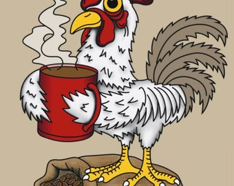 Coffee Rooster Magnet: Refrigerator Decor