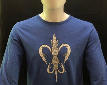 Long Sleeve Alligator T-Shirt, Fleur de Lis design