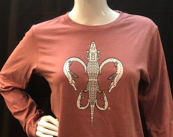 Alligator Long Sleeve T-shirt, Fleur de Lis