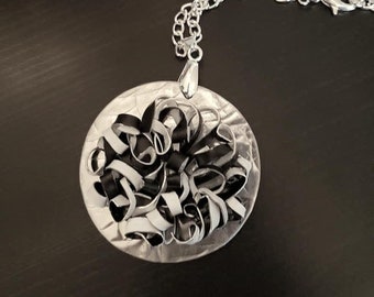 Black and White Flower Swirl Charm Necklace
