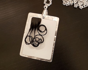 Black and White Necklace with Swirl Design
