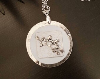 Branch Charm Necklace in Light Blue