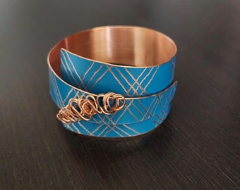 Copper and Teal Cuff Bracelet