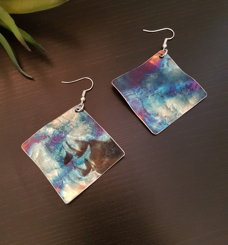 Flame Painted Stainless Steel Earrings