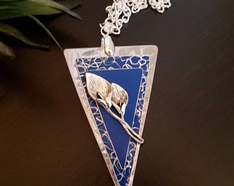 Royal Blue Callalily Flower Necklace