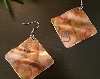 Flame Painted Copper Earrings