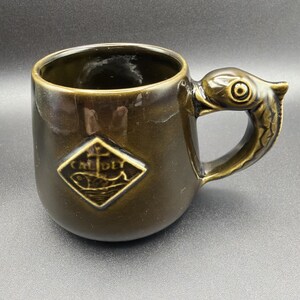 VTG Prinknash for Caldey Green Pottery Mug Fish Handle Nautical