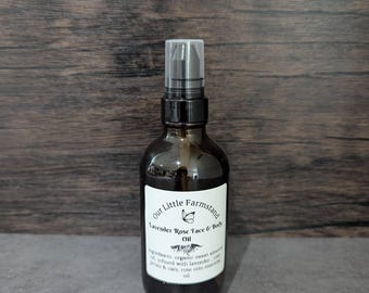 Nurishing Softening Organic Lavender Rose + Oats face & body oil 4 ounce