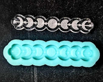 Shiny Filled MOON PHASES Etched Silicone Mold - Glossy Finish - Crafts Jewelry Making Pendant Charm Fantasy Space Galaxy Witchy - Resin Clay