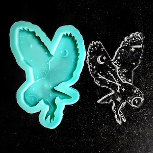 Shiny Constellation and Stars OWL Etched Silicone Mold - 2.5, 3, 4, 5 Inch - Glossy Finish Crafts Jewelry Making Pendant Charm DIY Resin Wax