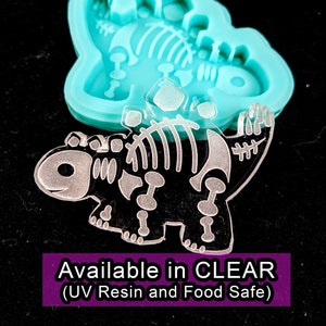 STEGOSAURUS Skeleton DINOSAUR Etched Silicone Mold - 6 Sizes Clear Option - Resin Wax Clay Metal Food Safe Crafts Jewelry Pendant Charm