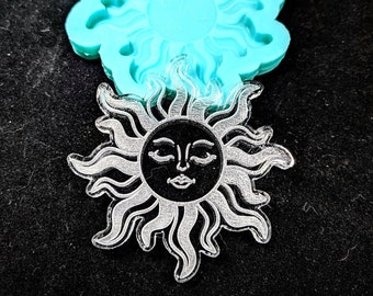 Clay Resin Wax Craft Charm Shiny THE STAR Tarot Card Etched SILICONE Mold