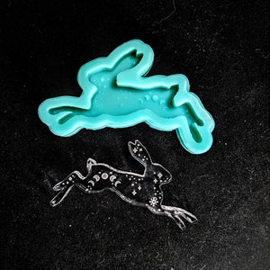 Shiny Moon Phases and Stars RABBIT Etched Silicone Mold - 2.5, 3, 4, 5 Inch - Glossy Finish Crafts Jewelry Making Pendant Charm DIY Resin