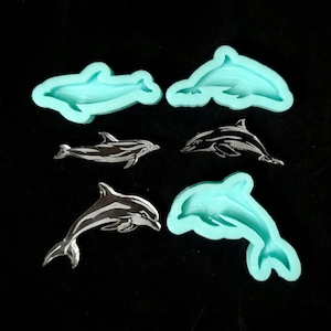 BOTTLENOSE DOLPHIN Etched Silicone Mold - 3 Designs 4 Sizes - Glossy Shiny Finish Ocean Fish Crafts Pendant Charm Art Jewelry Sea Resin Clay
