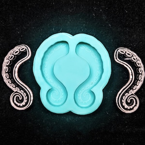 Double Shiny TENTACLE Etched Silicone Mold - 2 Inch - For Resin Wax Clay Metal - Glossy Finish - Crafts Jewelry Pendant Charm Cthulhu DIY