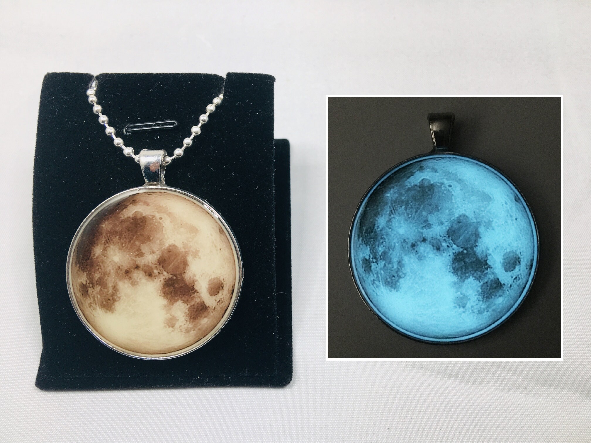 thumbnail image 2 of Yakam 19" Glow In The Dark Turtle Pendant Necklace – Choose Your Color, 1.5" Moon & Turtle Charm, Lobster Clasp 2 of 6