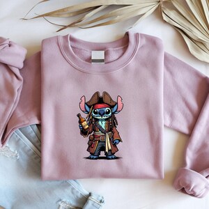 Stitch sweatshirt, Pirate Stitch sweat, Disney crewneck, Captain Stitch sweat, Stitch hoodie, Lilo Stitch sweat, Adventure Stitch crewneck image 6