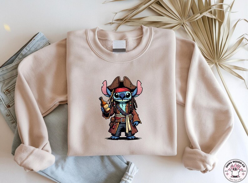 Stitch sweatshirt, Pirate Stitch sweat, Disney crewneck, Captain Stitch sweat, Stitch hoodie, Lilo Stitch sweat, Adventure Stitch crewneck image 7