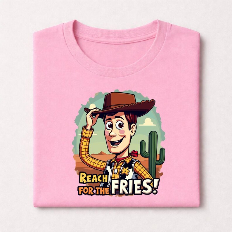 Woody shirt, Toy Story tee, Woody tshirt, cowboy Woody tee, reach fries shirt, funny Woody tee, Pixar Woody shirt, Disney Woody tshirt afbeelding 4