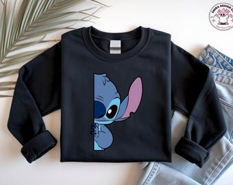 Stitch sweatshirt, Disney crewneck, Peekaboo Stitch, Lilo Stitch sweat, Stitch hoodie, Cute Stitch sweat, Minimal Stitch crewneck