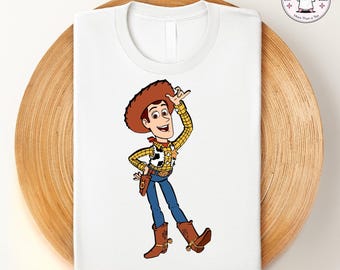 Woody Toy Story T-Shirt, Disney Pixar Cowboy Cartoon Graphic Tee for Kids and Adults, Classic Woody Shirt Movie Character Gift