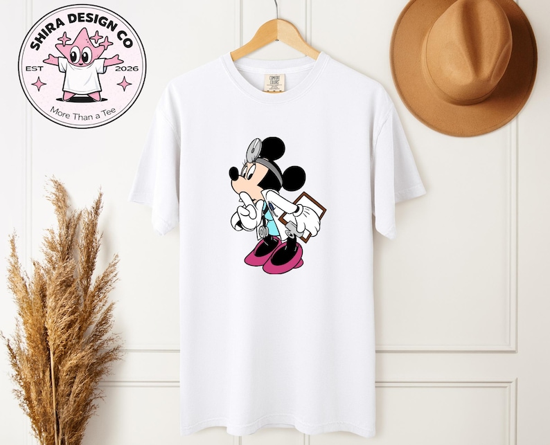 Minnie Mouse Doctor Graphic T Shirt Cute Cartoon Medical Disney Unisex Tee image 1