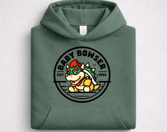 Felpa con cappuccio Baby Bowser, felpa con cappuccio Bowser Jr, felpa Nintendo, felpa con cappuccio Gamer, felpa con cappuccio Retro Game, felpa con cappuccio Gamer per bambini, felpa con cappuccio Fan di Bowser