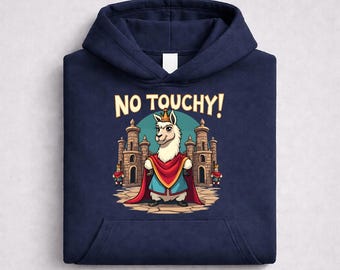 Hoodie met lama zonder aanraking, grappige cartoon met hoodie met lama, hoodie zonder gevoelige lama, schattige hoodie met lama koninklijk, sweater met ronde hals lama