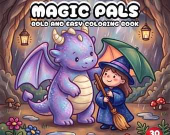 Magische Vriendjes | Schattig Heks en Draak Kleurboek | Gezellig Fantasy Avontuur Printbaar | Speelse Vriendschap Kleurplaten voor Kinderen & Volwassenen
