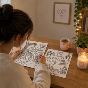 Cozy Adult Coloring Book: Lazy Sunday Reset | Bold & Easy Cozy Hygge Pages for Relaxation | Stress Relief Coloring for Adults |Printable PDF image 8