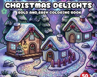 Libro para colorear navideño acogedor, páginas para colorear navideñas llamativas y fáciles, libro para colorear navideño adorable para niños, adolescentes y adultos, PDF imprimible