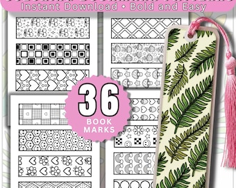 Gezellige patroon bladwijzers Kleurplaten| Afdrukbare bladwijzers | Geometrische en schattige en ontspannende patronen | DIY-bladwijzers voor volwassenen, kinderen, pdf, png