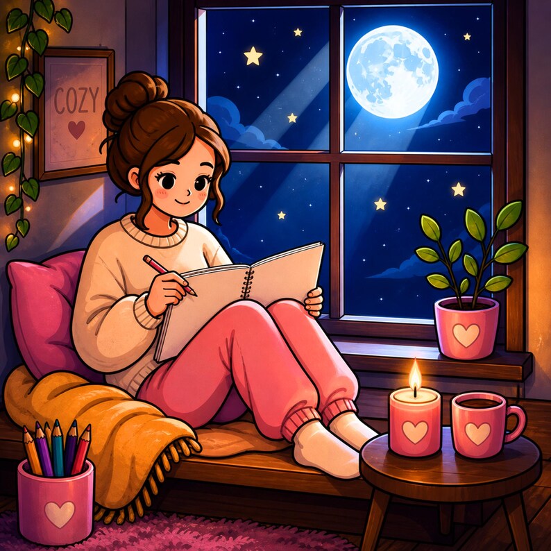 Cozy Adult Coloring Book: Lazy Sunday Reset | Bold & Easy Cozy Hygge Pages for Relaxation | Stress Relief Coloring for Adults |Printable PDF image 3